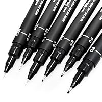 Uni Pin Fineliner Zeichenstift – Skizzierset - schwarze Tinte – 0,03 bis 0,8 mm – 6 Stück