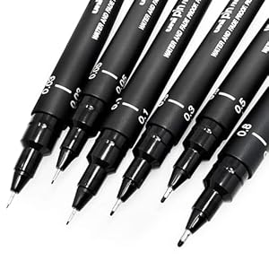 Uni Pin Fineliner Stifte Set, 6 Stück