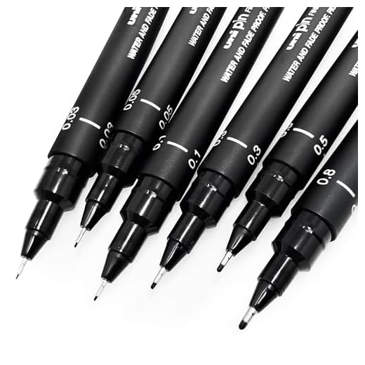 Uni Pin Fineliner Zeichenstift – Skizzierset - schwarze Tinte – 0,03 bis 0,8 mm – 6 Stück