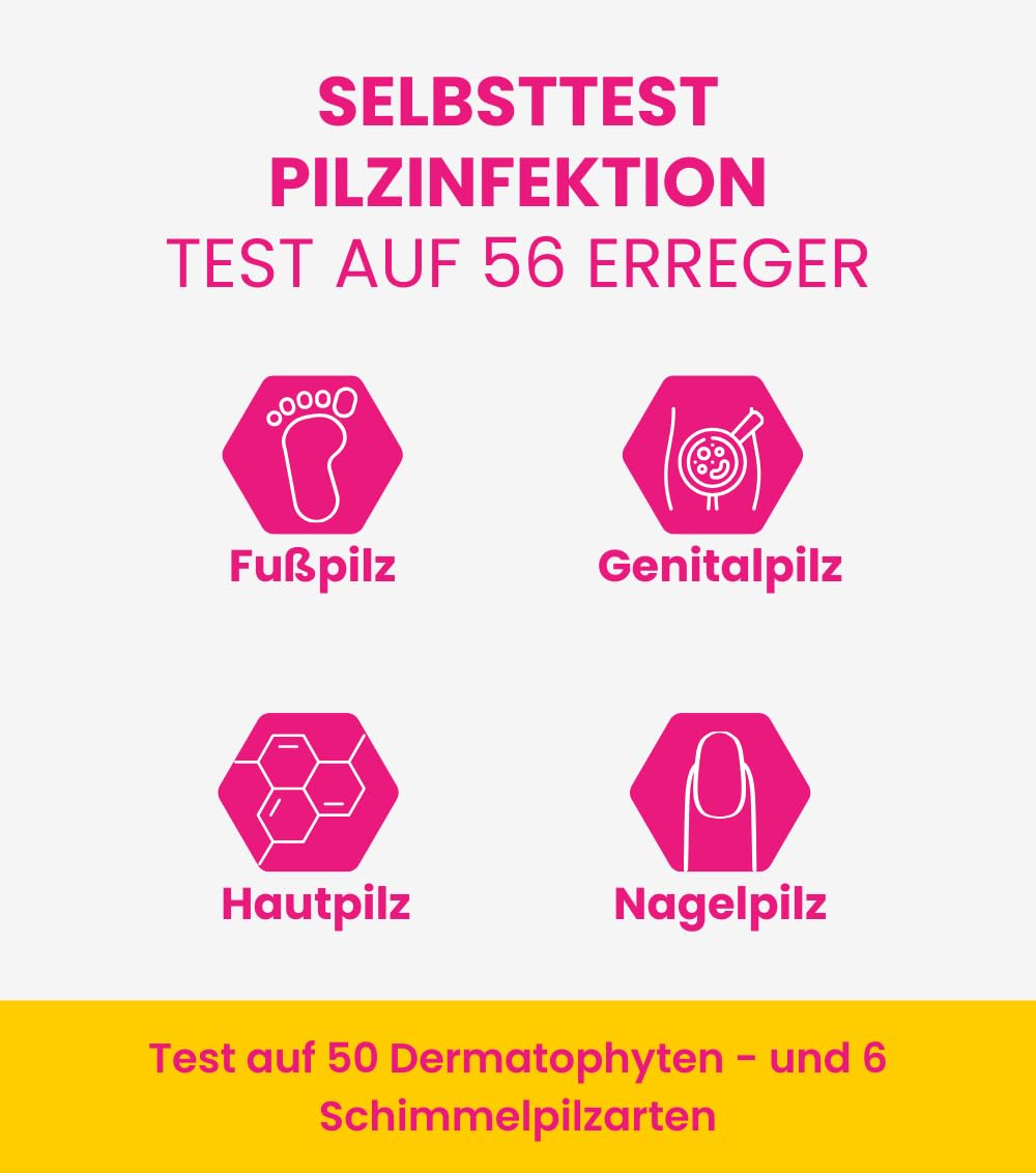 Selbst-Test auf 56 Erreger von Hautpilz, Penis-Pilz, Haarpilz, Fuß- oder Nagelpilz