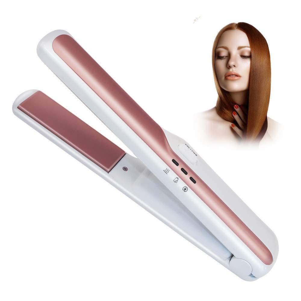 Piastra per Capelli Mini Arricciacapelli Lron: Ferro per Capelli in Ceramica 2 in 1 Tenaglie per Arricciacapelli in Ferro Piatto Ricaricabile USB Doppia Tensione Temperatura Regolabile,Pink
