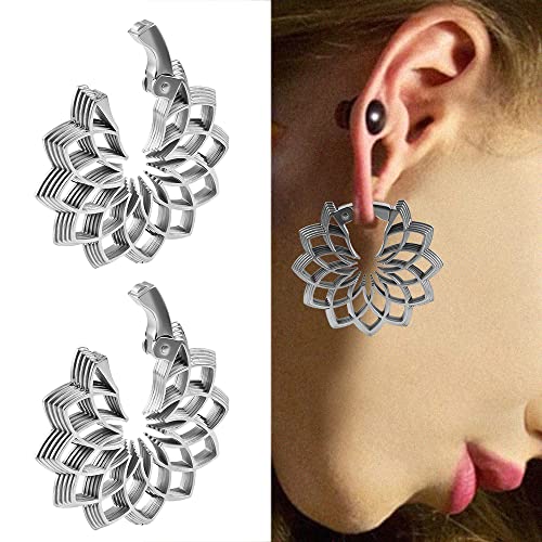 Doearko 2Pcs Flores Ear Hangers Weights For Stretched Ears Gauges Plugs Body Piercing Tunnels 316 Stainless Steel Hypoallergenic Body Jewelry (For Lobe In 2G (6Mm) Or Larger, Gold) #TOP2