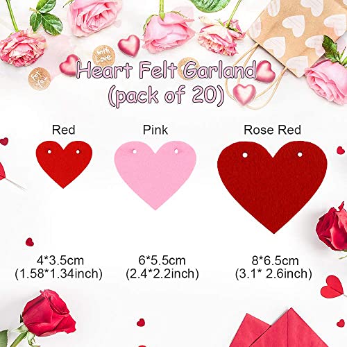 Image of FestikoHappy Valentine's Day Banner and Heart Garland Banner - No Required for Valentines Decorations, Anniversary, Wedding, Birthday Party Home Decorations