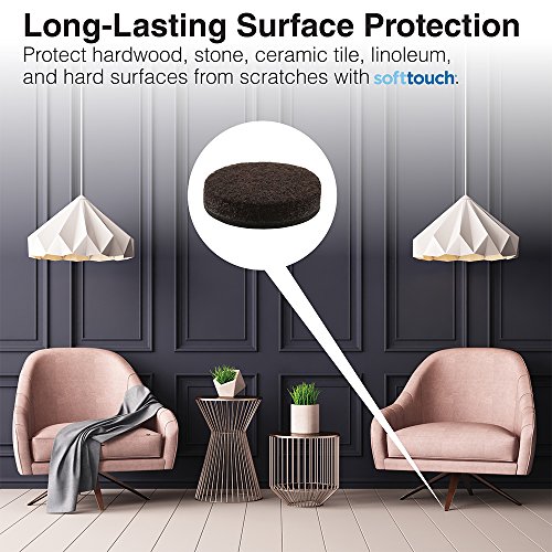 Softtouch 4728595N Heavy Duty Self Stick Felt Furniture Pads To Protect Hardwood Floors From Scratches, 3/4 Inch, Brown, 20 Count #TOP2