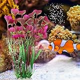 Generic Ornement D'aquarium en Plastique D'herbe D'eau Vive pour les Terres de Jardin D'aquarium Sous-marin, Matériau Non Toxique Sûr, Hauteur 40 Cm, Rose/vert/vin Rouge, adapté au Paysage de
