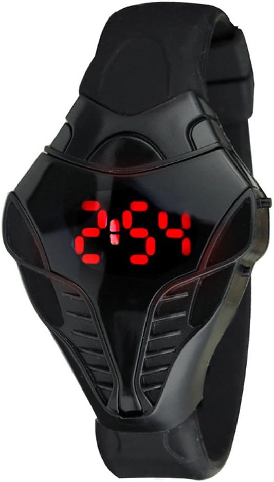 FANMIS LED Digital Fashion Cobra Watch Black Silicone Iron Triangle Dial Sports Wrist Watches (Black)