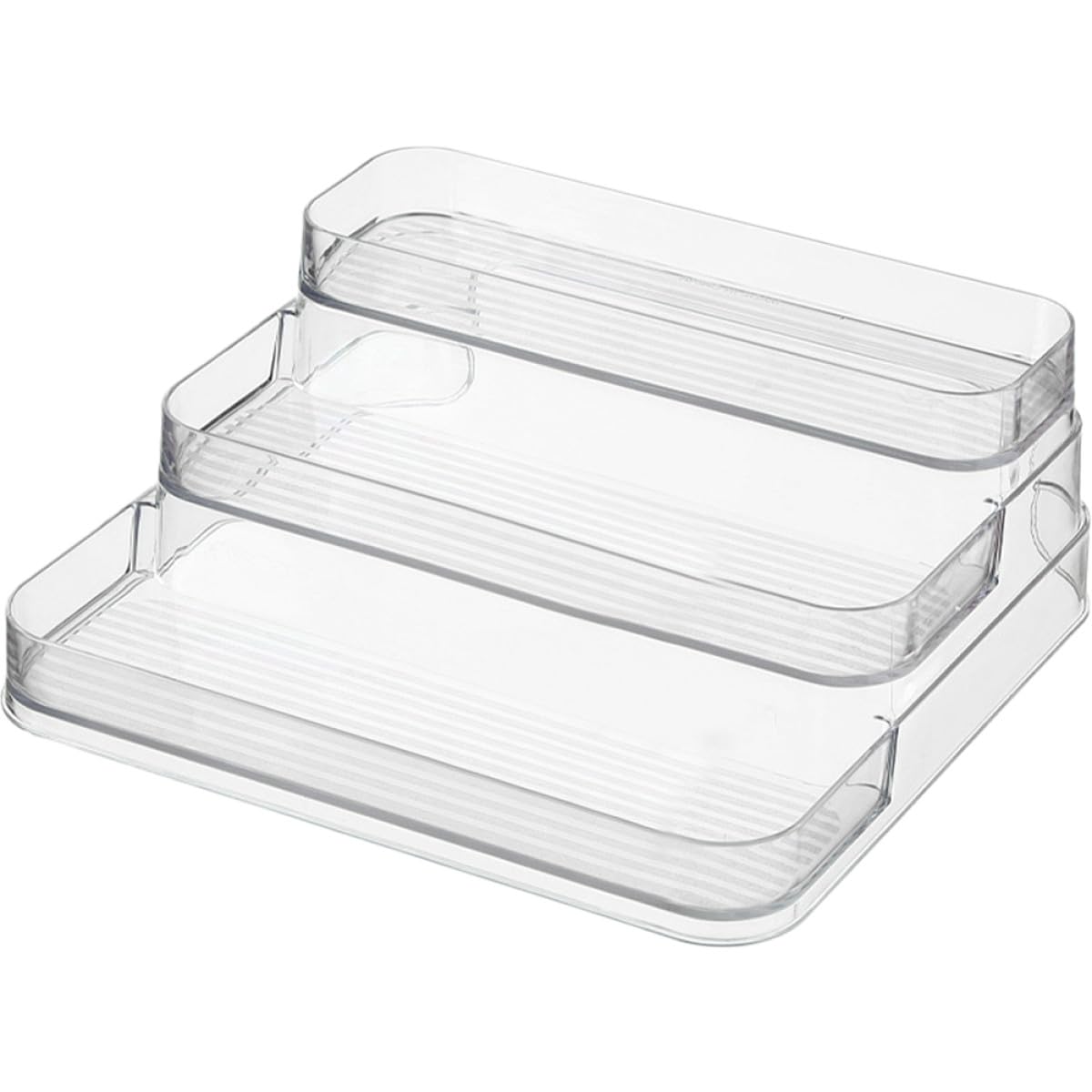 Organizer da Cucina Trasparente a 3 Livelli in Pet, Supporto Salvaspazio per Barattoli e Spezie, Scaffale per Ripiani e Armadietti Design a Gradini
