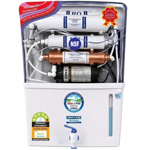 Image of Aqua X Pure - Advanced 4 in 1 Copper RO Water Purifier | 12-Stage RO+UV+Copper+Alkaline+Mineraliser | 12 L | 20 LPH TDS-Based Filtration | 1 Year Warranty.