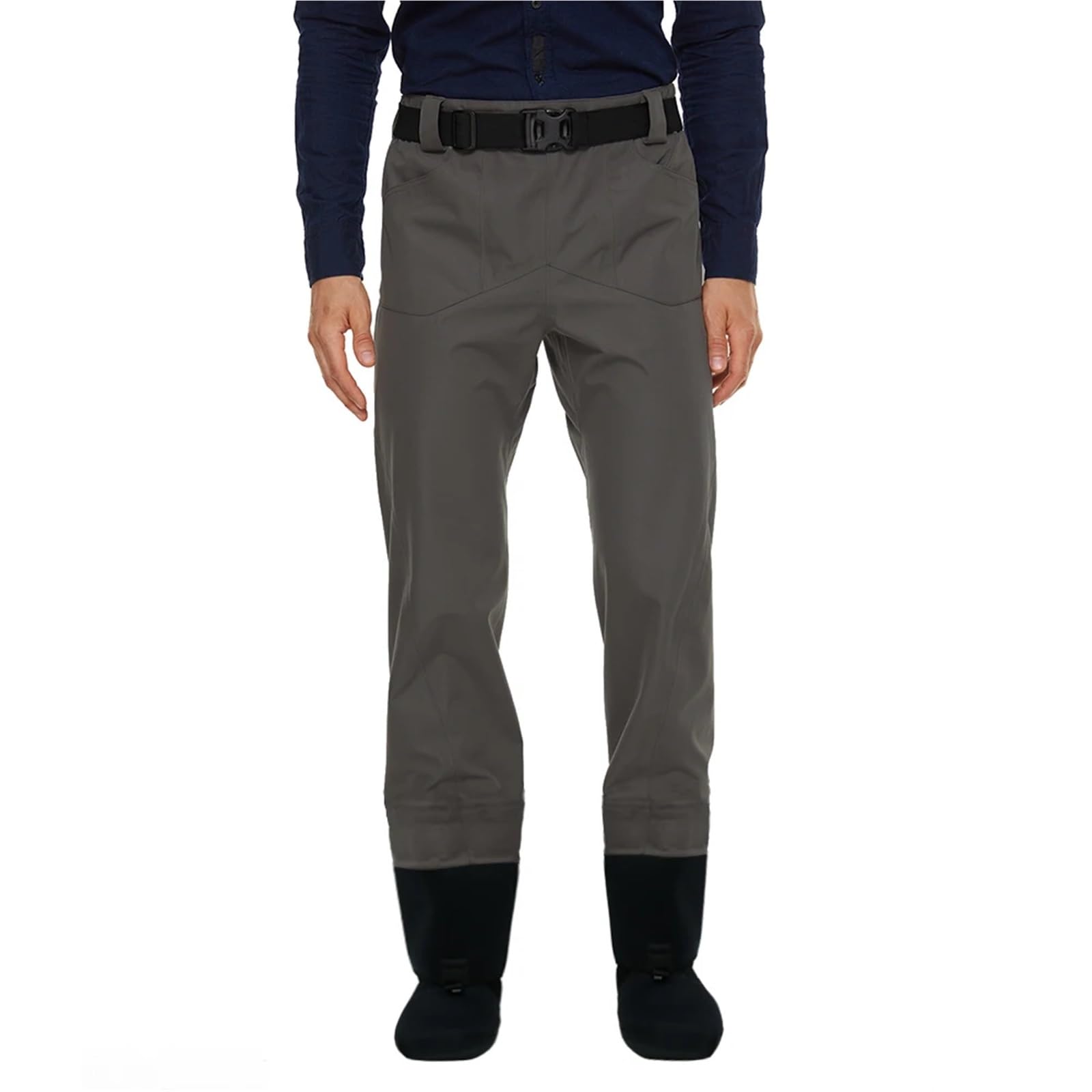 Wader da Pesca Trampolieri da Pesca da Uomo Pantaloni da trampoliere in Vita Tessuto Impermeabile a Tre Strati con Calzini in Neoprene nelle giornate Fredde per Pesca(M)