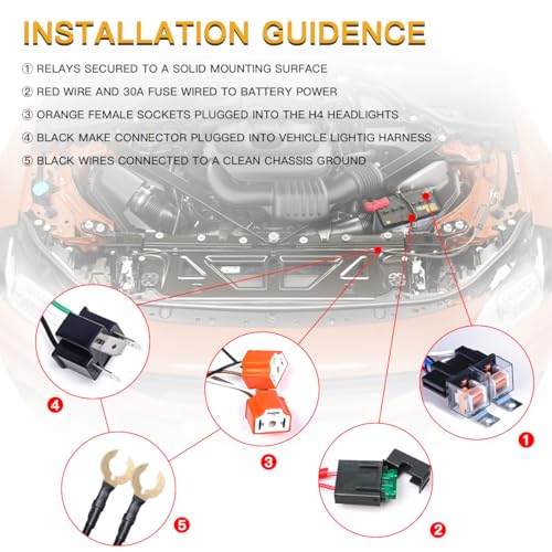 Ledkito H4 HARNESS RELAY WIRING KIT H4 Headlight Relay Harness Kit thumb #5