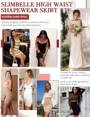 Image of SLIMBELLE Half Slips Shaper Cool Comfort Seamless Slip Shapewear Under Dress Tight Skirt Undergarments
