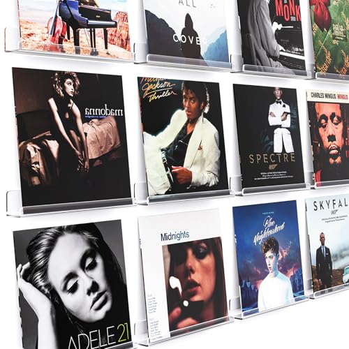 Gotega Vinyl Record Shelf Wall Mount 12 Pack 12 inch Album Record Display