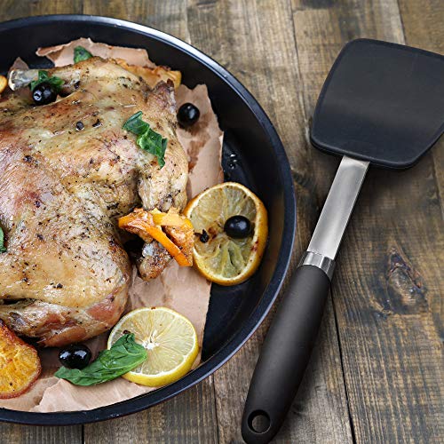 Hygienic Solid Heat-Resistant Flexible Silicone Spatula, Black Non-stick Silicone Turner