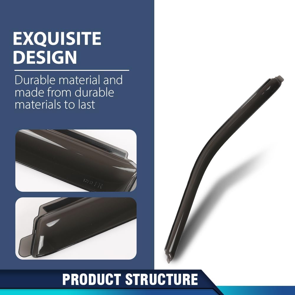 PIT66 in-Channel Window Rain Guards Compatible with Ford F150 SuperCrew 2015-2024,Fit F150 Raptor SuperCrew 2017-2024 Only Fit Supercrew Cab Window Deflectors Vent Visors Smoke 4 PCS