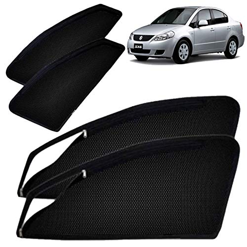 Image of Autofact Magnetic Car Sunshades Compatible with Maruti SX4 (2007 to 2015) (Set of 4) - Easy Installation, UV Protection, Keeps Car Cool (Front 2 with Zippers for Easy Access, Rear 2 Without Zippers)