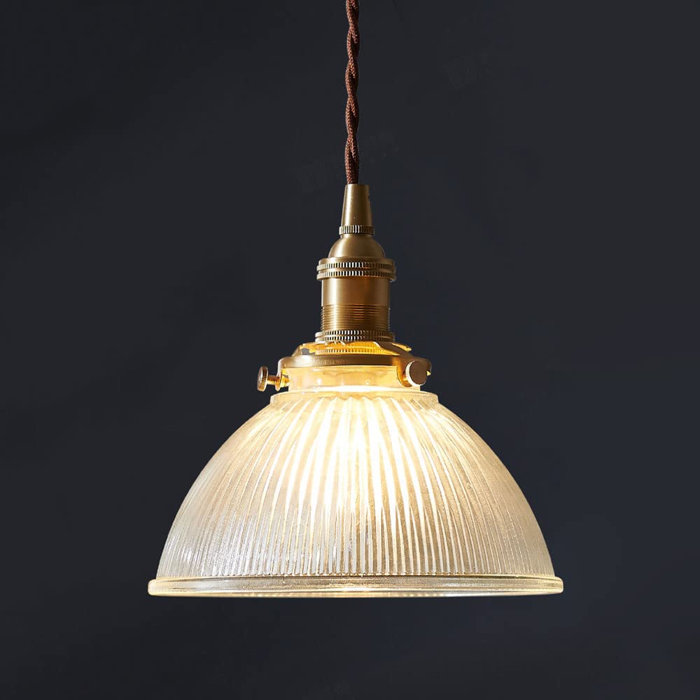 Prążkowana szklana lampa wisząca retro Farmhouse sufitowa lampa wisząca, mosiężne oświetlenie wyspy kuchennej, rustykalne lampy wiszące do jadalni sypialnia salon