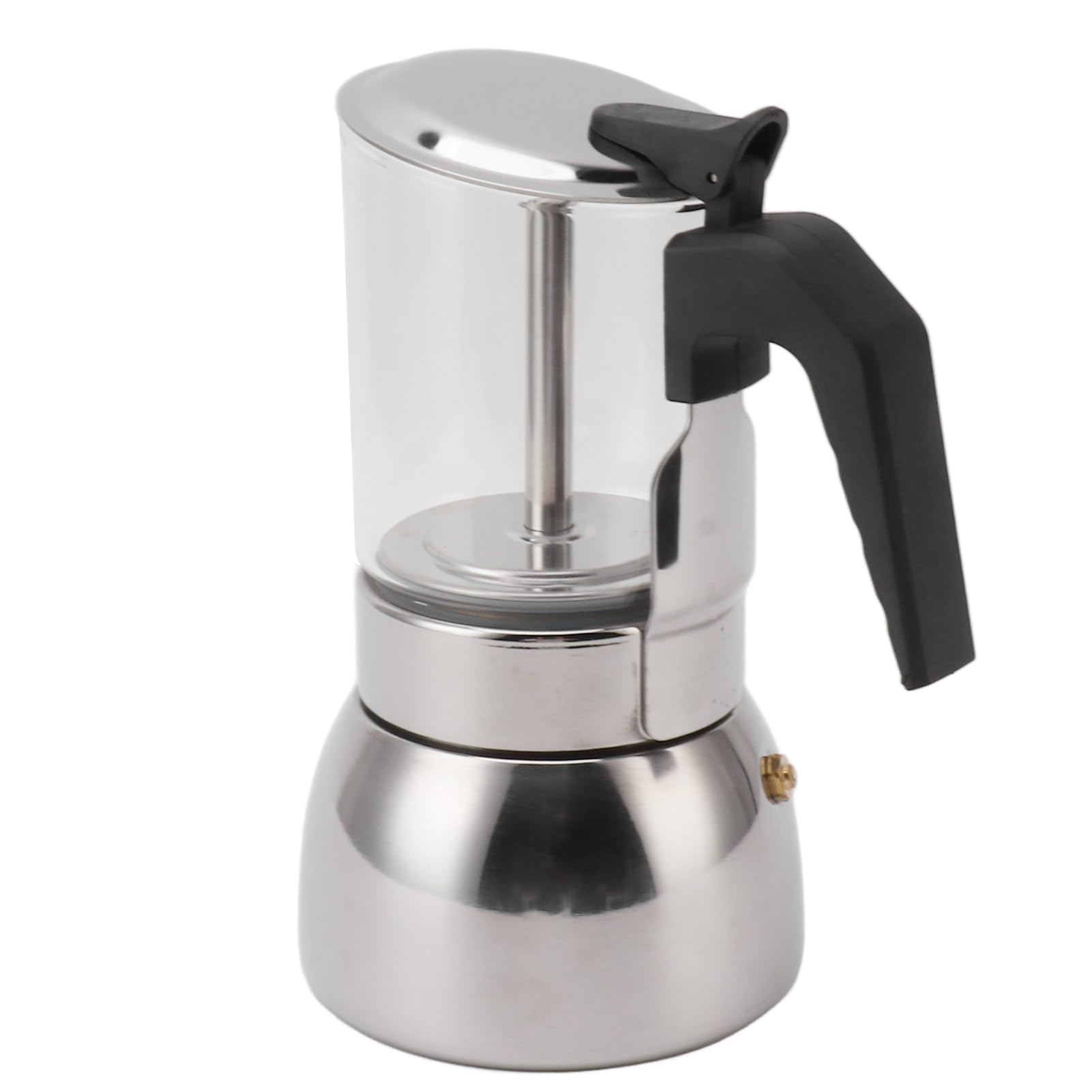 Pssopp Caffettiera in Vetro e Acciaio Inossidabile con e Piano Cottura con Valvola di Sicurezza e Manico Resistente Al Calore per Fornelli Elettrici a Gas a Induzione (300ML)