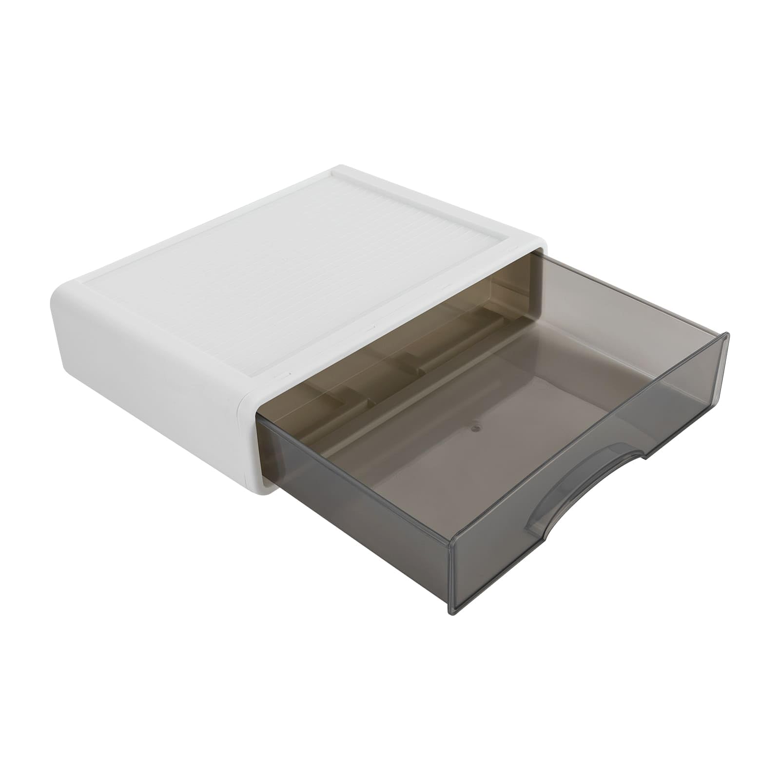 Lot de 6 Organiseurs de bureau en plastique avec tiroirs, Boîtes de Rangement Empilable à Volonté, 25P x 34L x 33H cm, Pour Documents, Fournitures de bureau, Clés, Crayons (Blanc)
