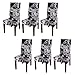 BTSKY Fabric Stretch Dining Room Chair Covers- Set of 6 Soft Spandex Fit Banquet Chair Seat Protector Slipcover with Printed Pattern for Home Party Hotel Wedding Ceremony(Style03)