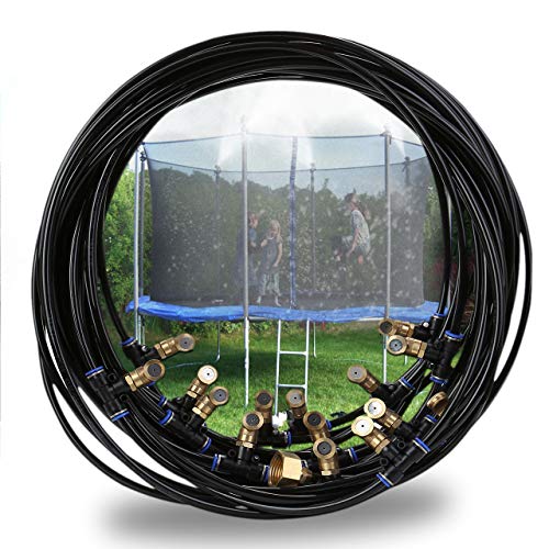 Preisvergleich Produktbild ACBungji Outdoor Misting System Zerstäuberfunktionssystem Bewässerungssystem Spray Kühlsystem Cooling Sprinkler System für Gärten Schwimmbad Ventilator Trampolin Misting System 15m Schwarz