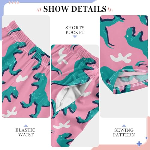 ZZXXB Cool Dinosaur Print Boys Long Pants Soft Trousers Elastic Waist Kids Lounge Bottoms with Pockets S-XL4