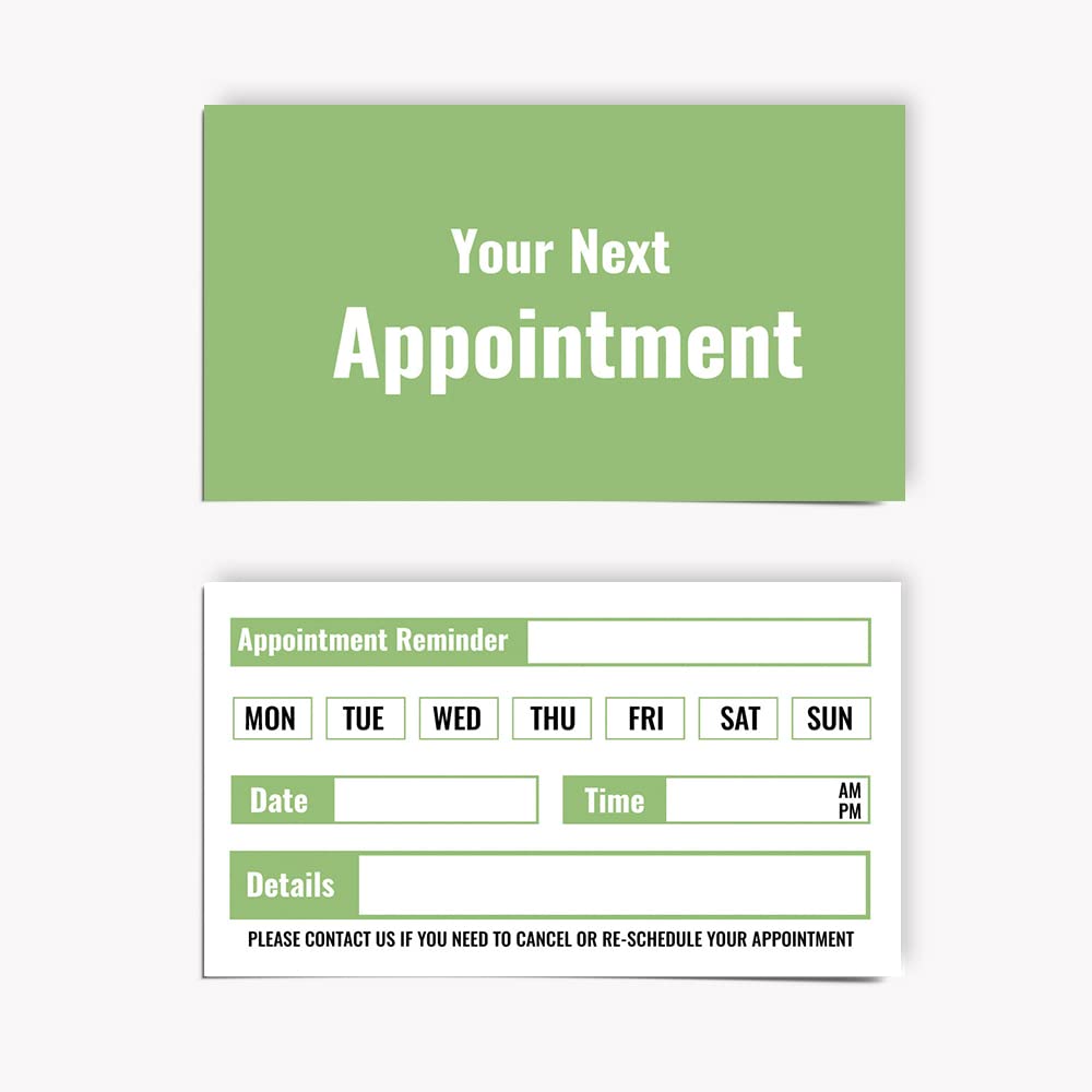 Pack of 100 Beauty Appointment Cards Hairdressing (84 x 55 mm) Client Reminder Cards for Manicure Nail Art Beauty Papa Prints®