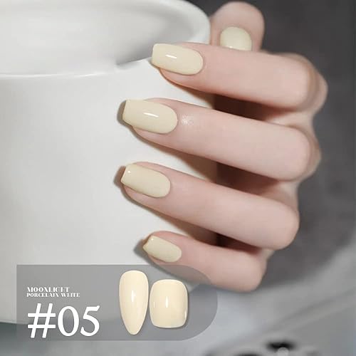 Miniatura 3 de COSMOO Juego de esmaltes de uñas de gel de perlas blancas lechosas, esmalte de uñas de gel de concha nacarada, colección de colores blanco nude, 9