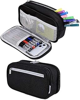 Pencil Case Large Capacity Pencil Cases for Boys Girls Teens Kids Middle High College School, Big Pencil Bag Pouch Office Stationary Pen Storage Makeup Bag Men Women, Black