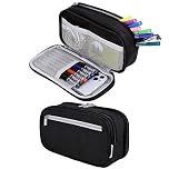 Chelory Pencil Case Large Capacity Pencil Cases Big Storage Pencil Bag Pen Pouch Holder Stationary Office Organizer for Boys Girls Teens Students School Supplies Makeup Bag Adults, Black