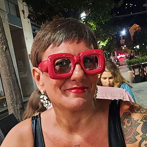 Cute Square Inflated Sunglasses for Women Men Chunky Candy Color Glasses Y2K Hip Hop Punk Shades3