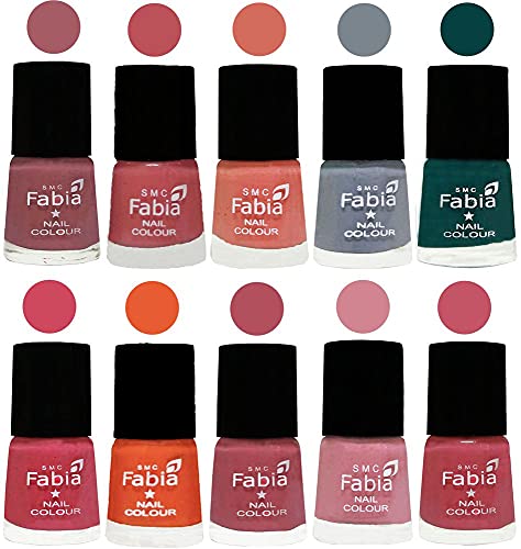 Image of ALL IN ONE (PACK OF 10), Long Lasting Glossy Nail Polish, 6 ml Each, All Vibrant Colours,01989