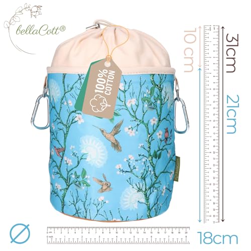 Miniatura 2 de Bellacott Bolsa Portátil Para Pinzas De Ropa Colibrí Ø 18 X 31 Cm, 100 Algodón, Con Cordón Y Mosquetones, Bolsa De Almacenamiento Con Motivo De Pájaros Para El Hogar, El Jardín Y El Camping