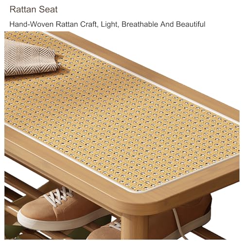 Banc à chaussures en bambou rustique à double niveau gain de place