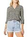 Angie Juniors' Printed Long-Sleeve Top with Buttons