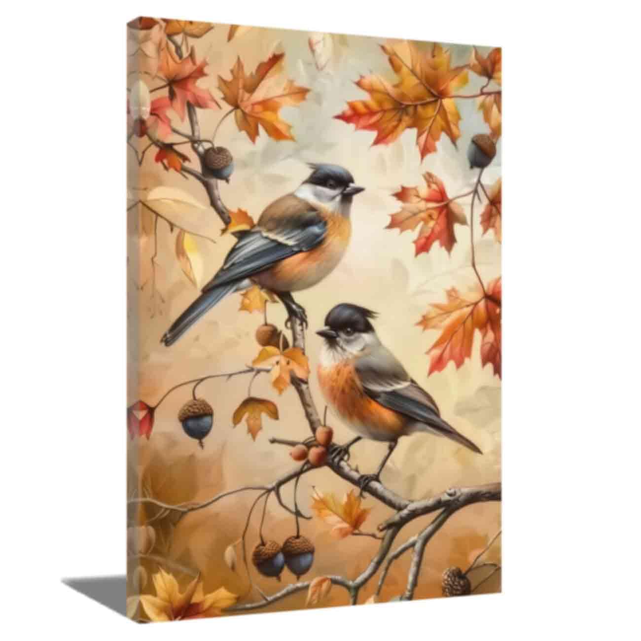 ZQQART Autumn Animal Canvas Wall Art Rustic Fall Animal Painting Maple Leaf Picture Autumn Harvest Picture Prints Thanksgiving Day Wall Decor (Black,16.00" x 24.00") — image 1