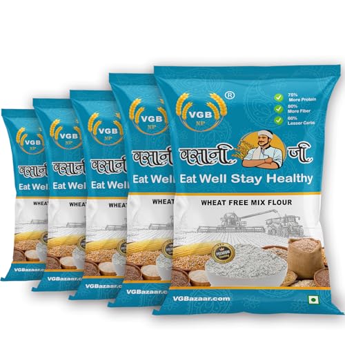 Image of Vasani G Wheat-Free Multi Millet Flour | Mix Grain Atta with Bajra, Jowar, Ragi, Maize, Barley & Kala Chana | Multi Grain | Gluten-Free Atta | No Wheat Flour - 5kg