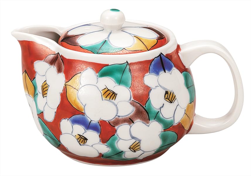 Kutani Ware Teapot Camellia Tsubaki Design Kyusu Porcelain 12oz Japan