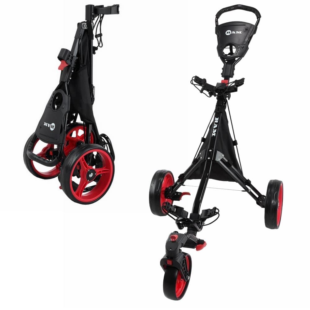 Ram Chariot DE Golf À 3 Roues avec Roue Avant PIVOTANTE À 360° pour Une AGILITÉ OPTIMALE