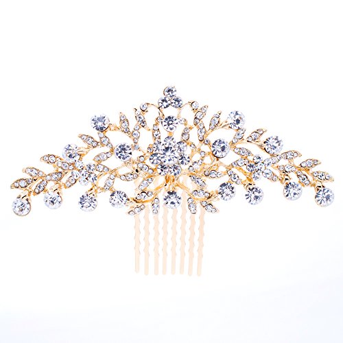 Big Hair Comb Silver/Gold Tone Hair Pins Women Hair Jewelry Bridal Hair Accessories Crystal Combs FA2944 (Gold)