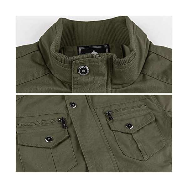 HIJEWE Men Military Jacket Casual Cotton Utility Coat Spring Falls Durable Army Cargo Bomber Stand Collar Multi-Pocket Jacket - Image 5
