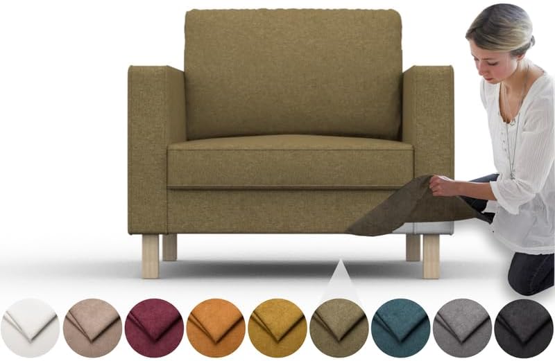 comfortly Cover for Karlstad Armchair, Replacement Slipcover, Heavy Duty 5 pcs Cover, Soft Durable Washable Fabric, Easy to Clean & Replace (Crown - Amber)