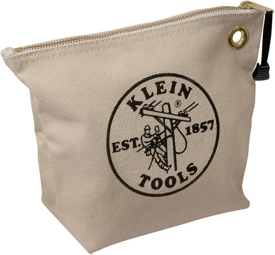 Klein Tools Zippered Tool Bag, Professional Canvas Consumables Tool Pouch, 25.4 cm x 20.3 cm x 8.9 cm