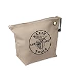 Klein Tools 5539NAT Zipper Bag, Canvas Tool Pouch is 10-Inch Consumables Bag for Storing Parts, Brass Grommet for Easy Hanging, Natural