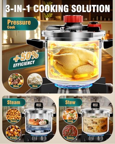 3-In-1 304 Stainless Steel Pressure Cooker 8 QT: thumbnail 4