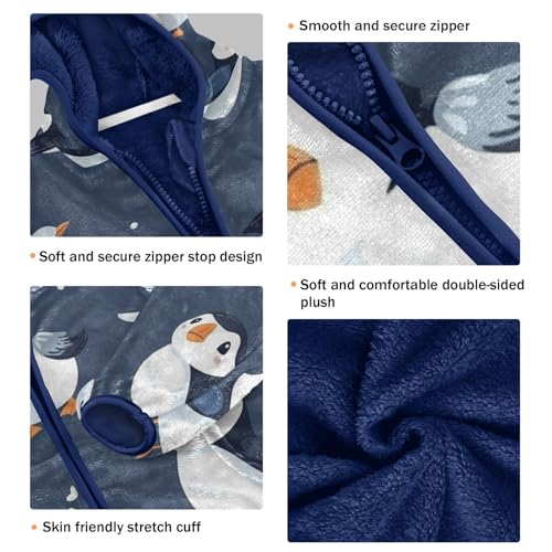 Cute Birds Pattern Print Toddler Fleece Jacket Girl Boys Hooded Fleece Jacket Coat Warm Outwear Zip-up 3-10T3