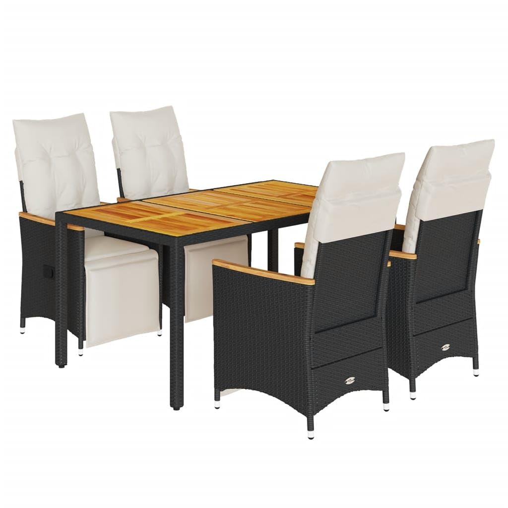 Set bistrot da giardino, 5 pezzi, colore: Nero Poli