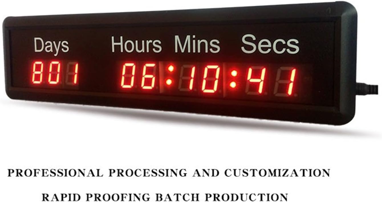 Large Digital LED Clock LED Large Size Countdown Timer Clock 4-inch Day Hour Minute and Second Indoor Countdown Clock for Gym Swimming Pool Mounting Holes Hardware