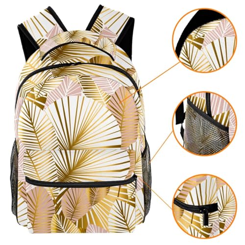 Sac à dos d'école grand format feuilles dorées contre le désordre des fournitures