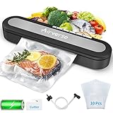 Schnurlos Vakuumierer, Airverse 2000mAh Akku Vakuumiergerät, Vakuumierer Für Lebensmittel, 5 Modi Folienschweißgerät Hält 8 x Frisch Mit 10 Vakuumbeutel