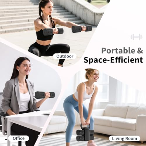 Image of Hezeyferg 2-in-1 Adjustable Dumbbells Set, 4 Levels Weight Dumbbells Set for Women Men, Each 2.2 /3.3 /4.4 /5.5lb Hand Weights with Kettlebell Form for Home Gym Exercise Training